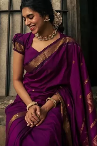 Rani art silk saree with blouse