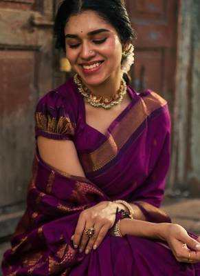 Rani art silk saree with blouse 5