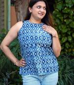 indigo handblock printed short top