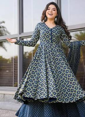 Blue printed kurta bottom with dupatta 3