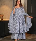 Grey printed Kurta bottom with dupatta