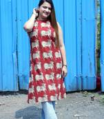 rust kalamkari halter_neck kurti