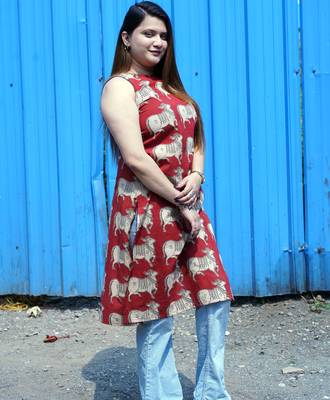 rust kalamkari halter_neck kurti 2