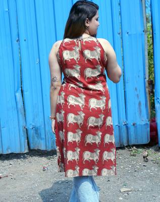 rust kalamkari halter_neck kurti 3