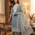 Grey muga cotton jamdani suit dress material with dupatta