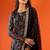 Women's black printed anarkali set with dupatta