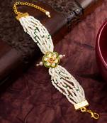 green enamel floral pearl bracelet