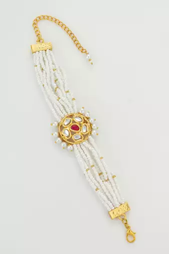 gold floral kundan bracelet