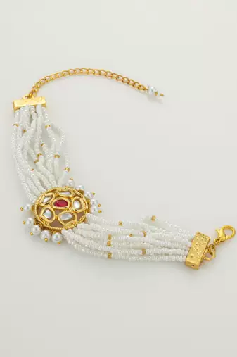 gold floral kundan bracelet