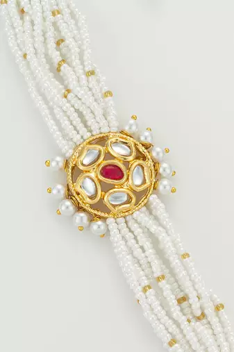 gold floral kundan bracelet