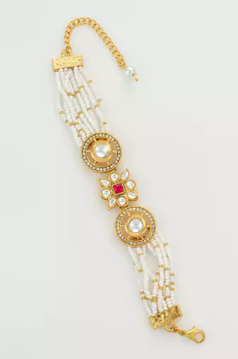 traditional pearl kundan bracelet
