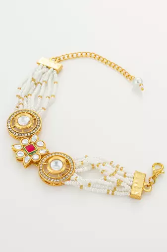 traditional pearl kundan bracelet