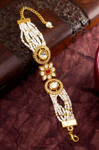 traditional pearl kundan bracelet