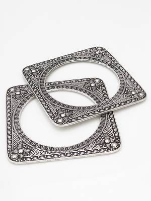 oxidized floral bangle set 3