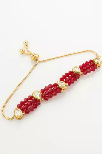 ruby red crystal kundan bracelet