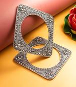 oxidized floral bangle set