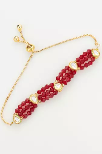 ruby red crystal kundan bracelet
