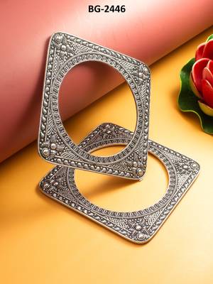 oxidized floral bangle set 4