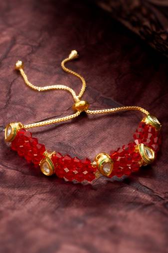 ruby red crystal kundan bracelet
