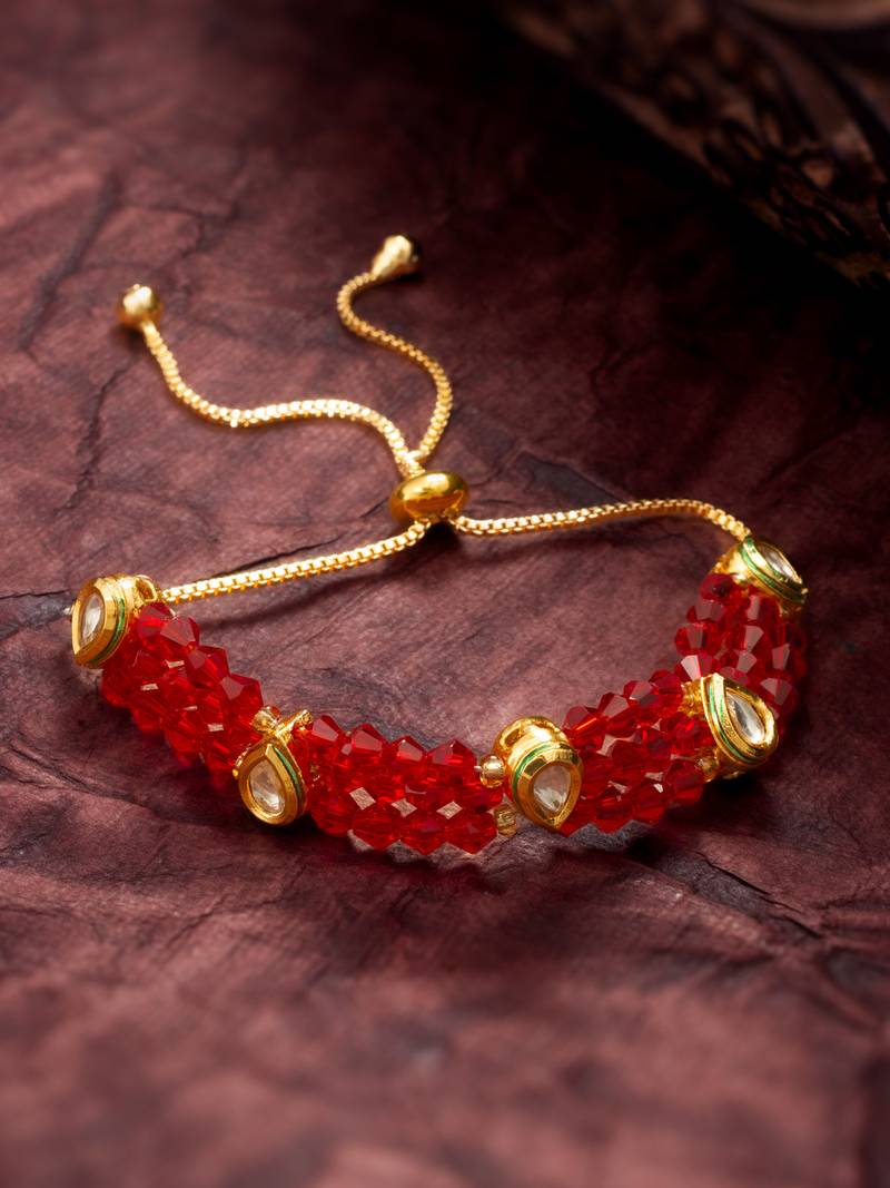 ruby red crystal kundan bracelet