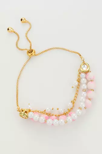 pink beaded layered bracelet