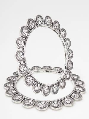 oxidized coin motif bangle set 2