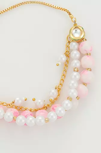 pink beaded layered bracelet