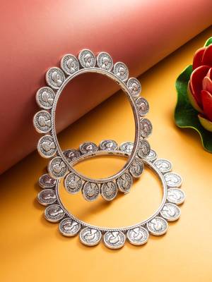 oxidized coin motif bangle set 4