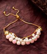 pink beaded layered bracelet