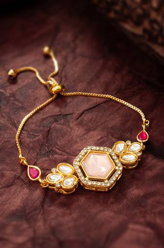 rose stone kundan bracelet