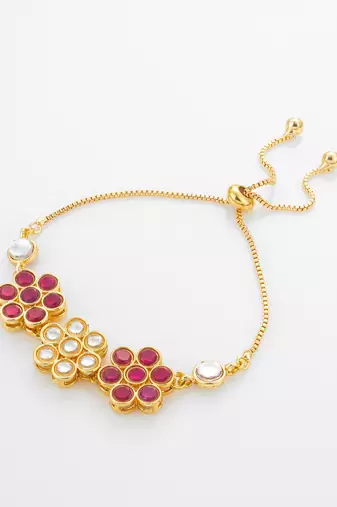 floral kundan adjustable bracelet