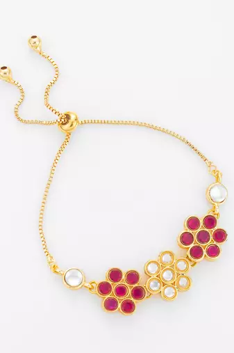 floral kundan adjustable bracelet