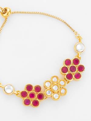floral kundan adjustable bracelet 4