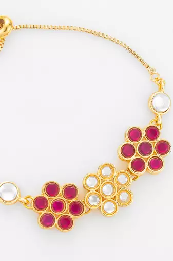 floral kundan adjustable bracelet