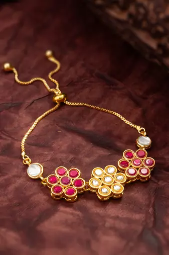 floral kundan adjustable bracelet
