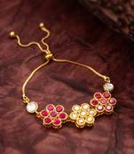 floral kundan adjustable bracelet