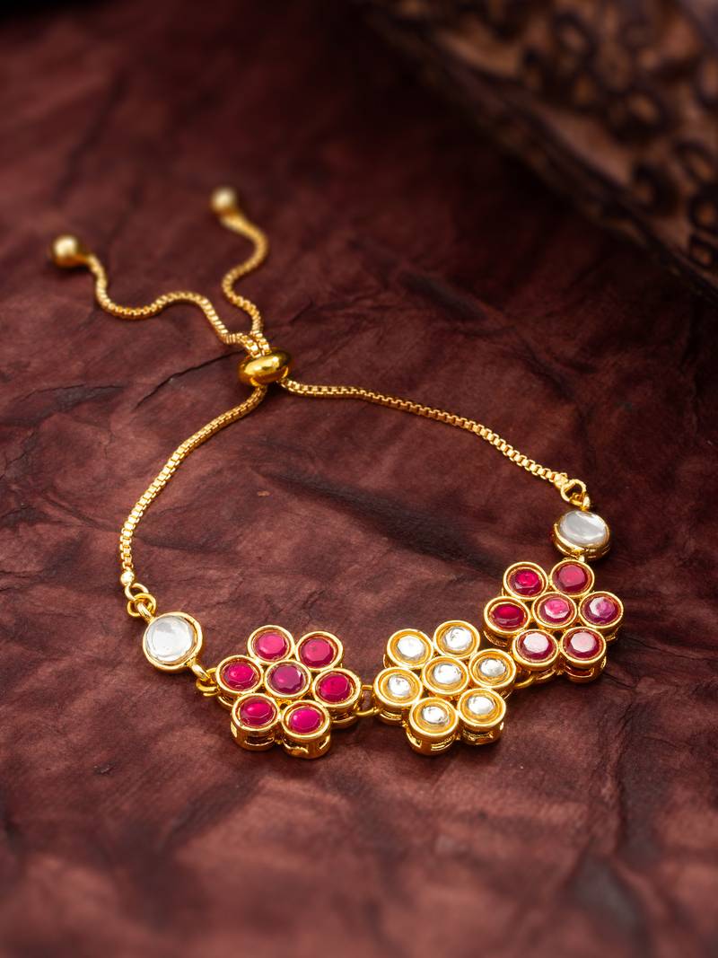 floral kundan adjustable bracelet