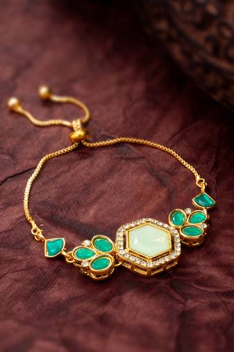 green stone hexagonal bracelet