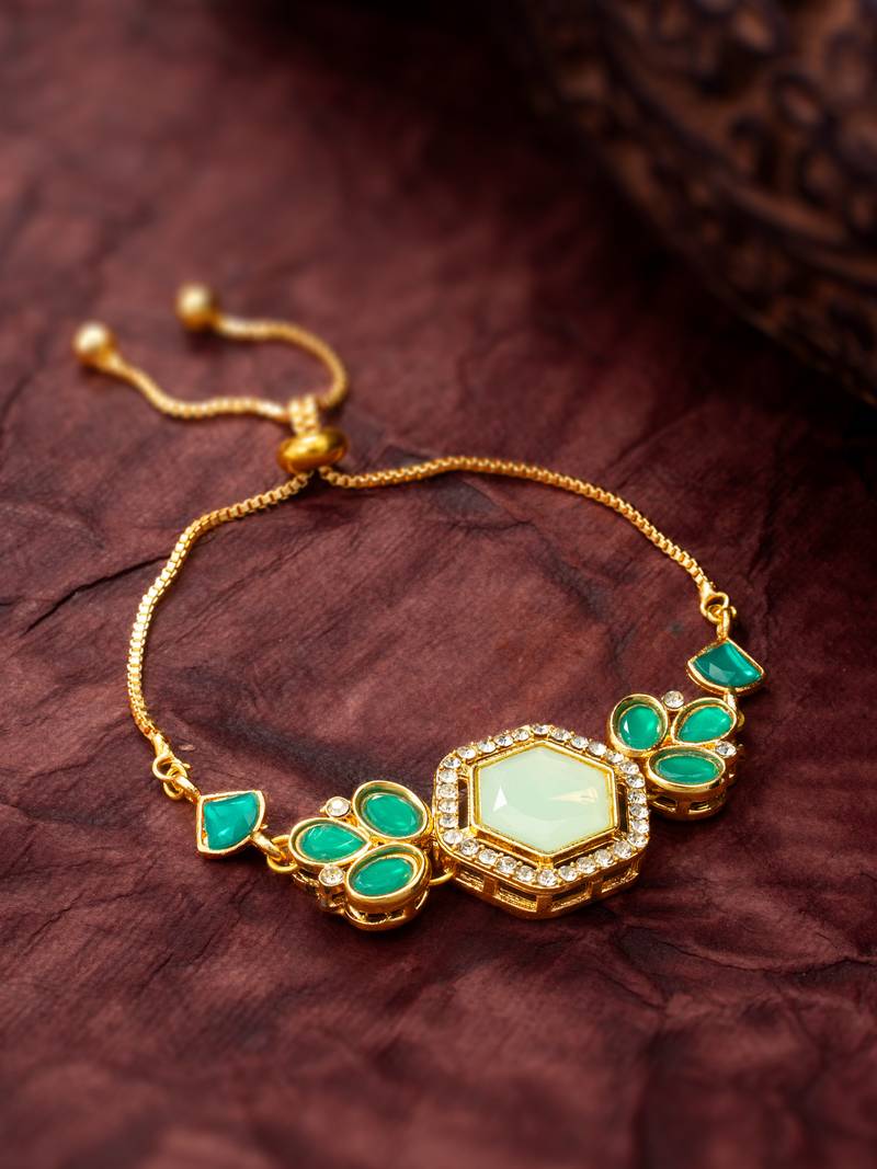 green stone hexagonal bracelet