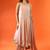 Women's dusty rose striped anarkali kurta set with dupatta