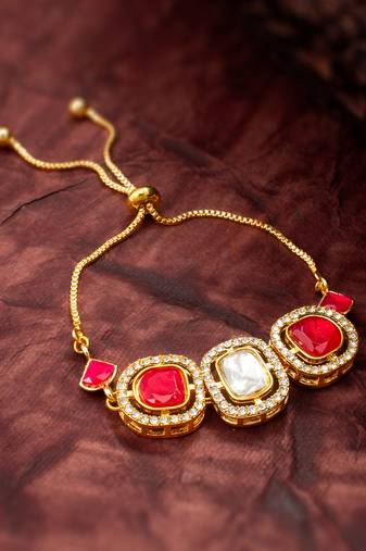 ruby red kundan bracelet