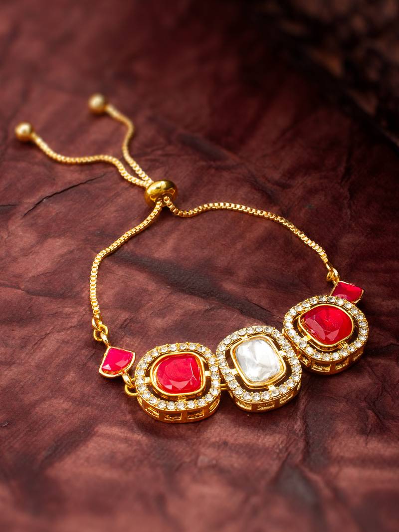 ruby red kundan bracelet