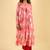 Women's blush pink printed tiered kurta set