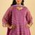 Women's orchid pink striped kurta set with dupatta