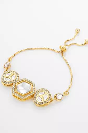 hexagonal kundan statement bracelet