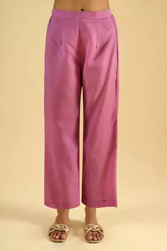Women's orchid pink striped kurta set with dupatta