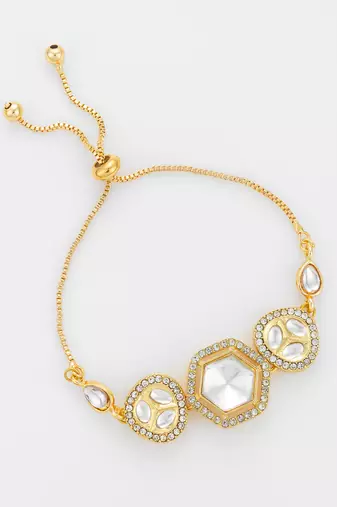 hexagonal kundan statement bracelet