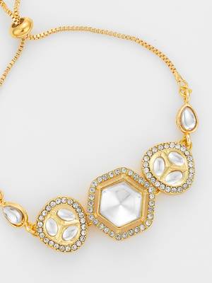 hexagonal kundan statement bracelet 4