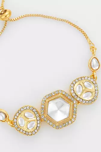 hexagonal kundan statement bracelet