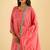 Women's coral pink striped anarkali kurta set with dupatta